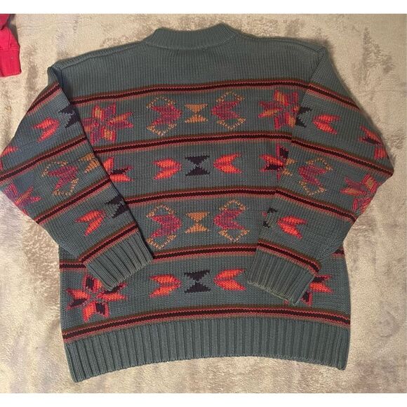 Vintage Eddie Bauer Heavy Geometric Knit Sweater M - Picture 7 of 8